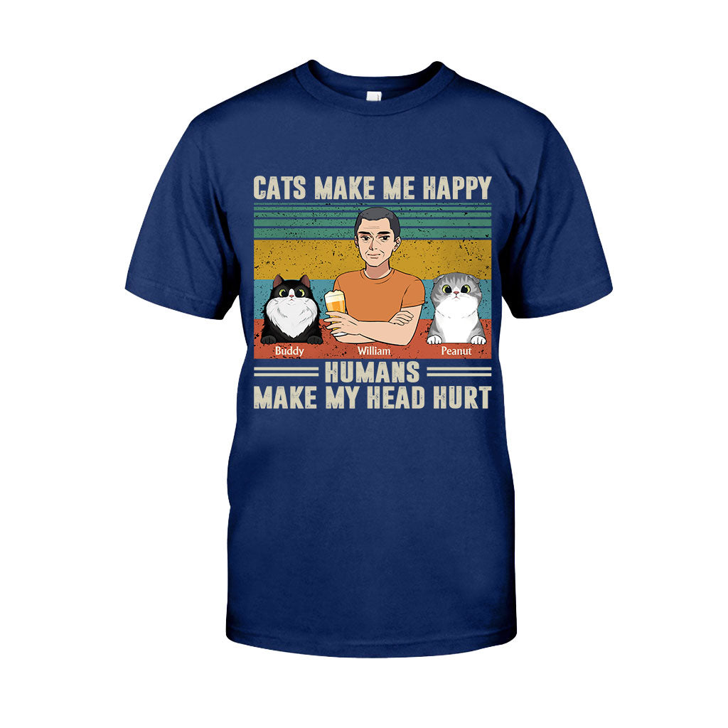 Cats Make Me Happy - Personalized Father's Day Father T-shirt and Hoodie