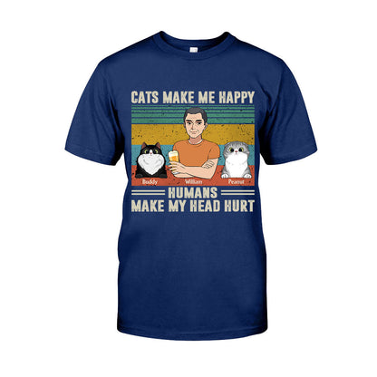 Cats Make Me Happy - Personalized Father's Day Father T-shirt and Hoodie