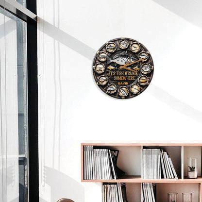 It's Fish Oclock Somewhere - Personalized Fishing Wall Clock