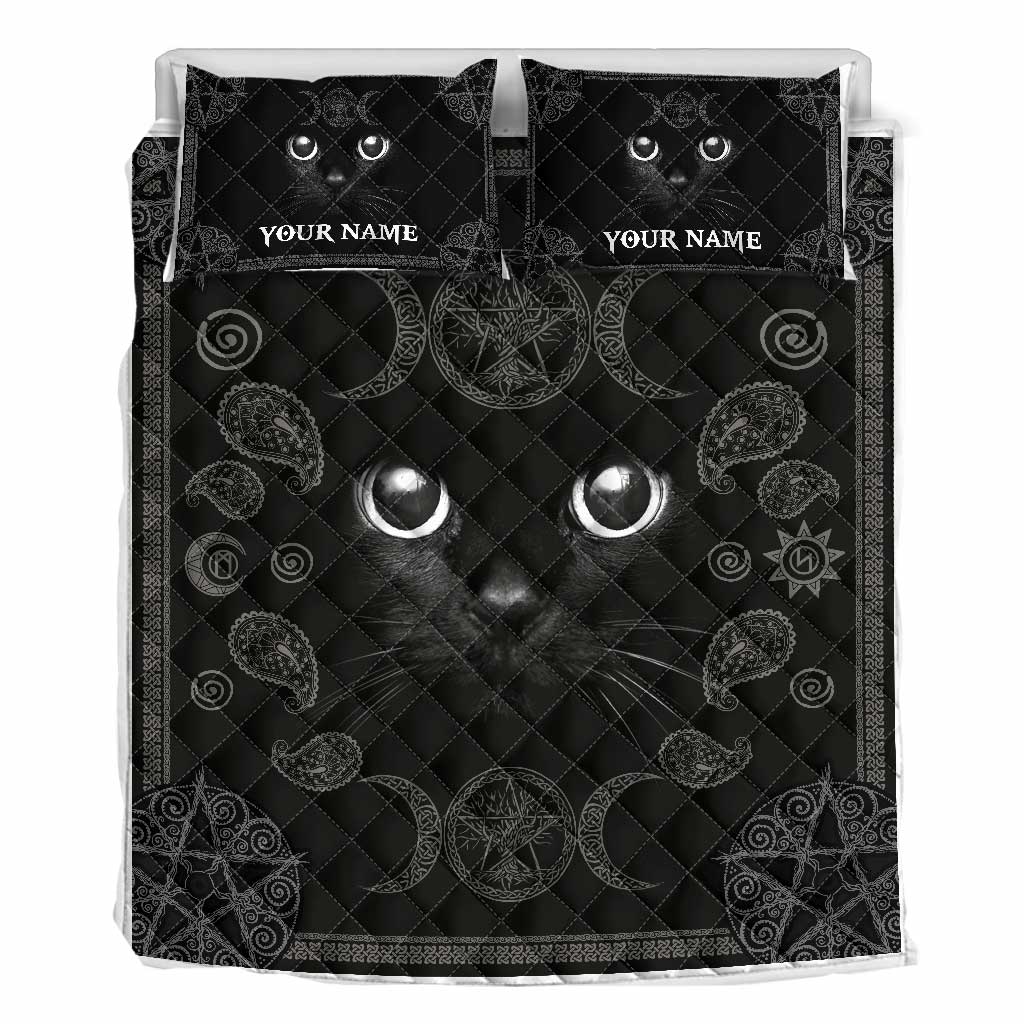 Witchy Black Cat - Personalized Witch Quilt Set