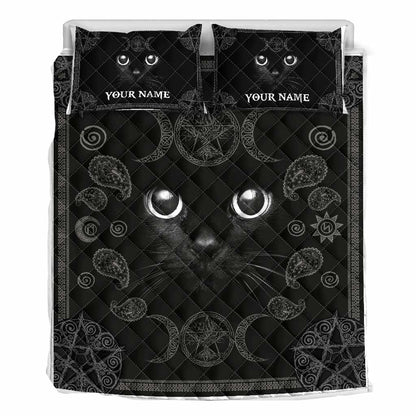 Witchy Black Cat - Personalized Witch Quilt Set