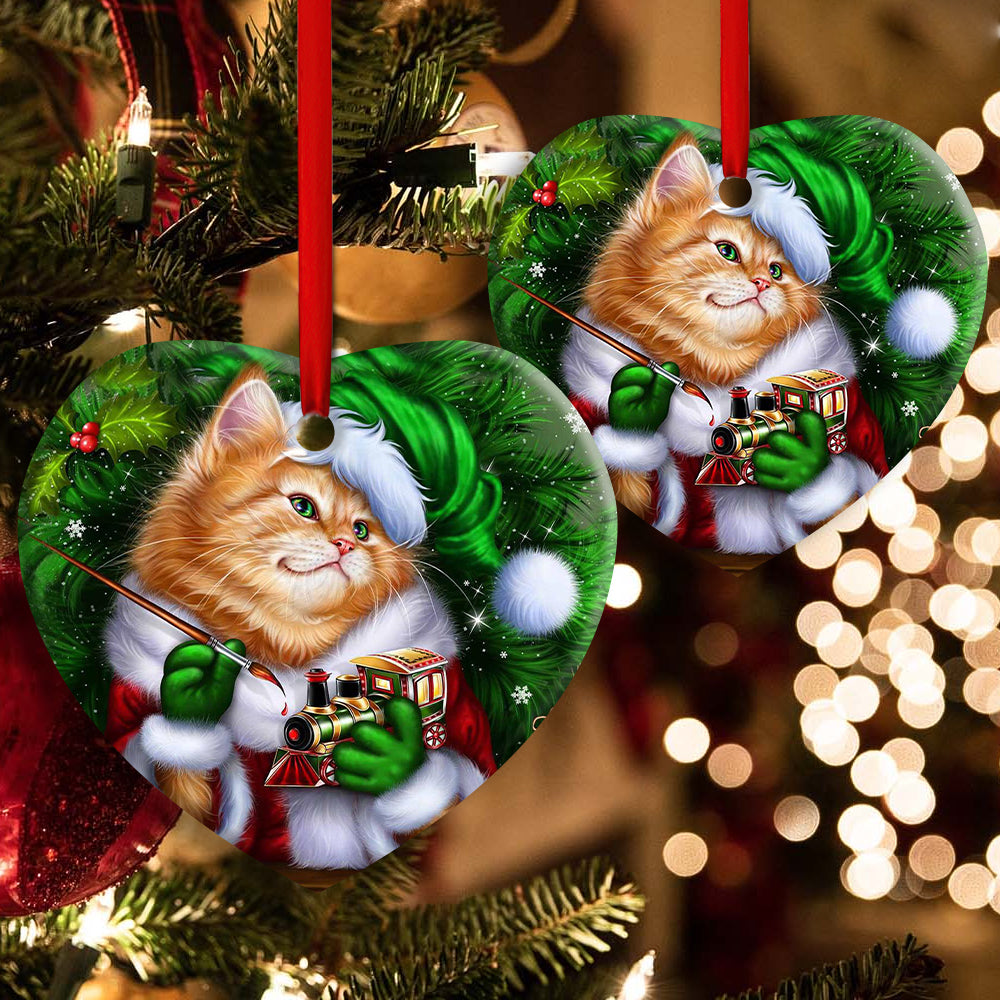 Christmas Cute Kitten - Cat Ornament (Printed On Both Sides) 1022