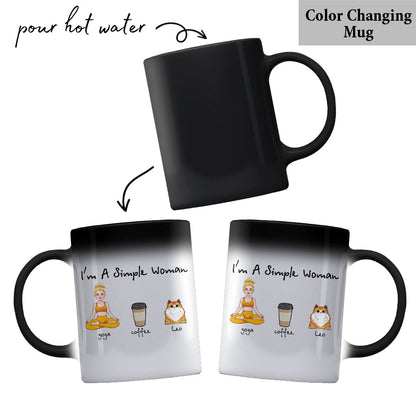 I'm A Simple Woman - Yoga gift for dog lover, cat lover, cat lover - Personalized Mug