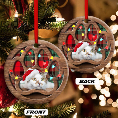 Christmas Meowy Xmas Cat Paw - Cat Ornament (Printed On Both Sides) 1022