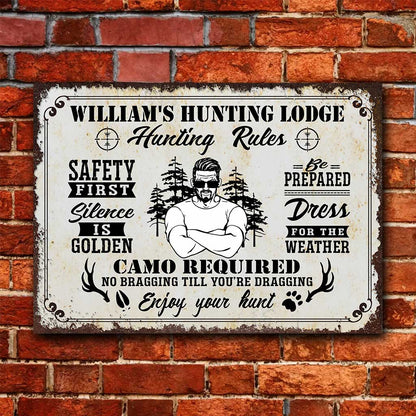 Hunting Rules - Personalized Hunting Rectangle Metal Sign