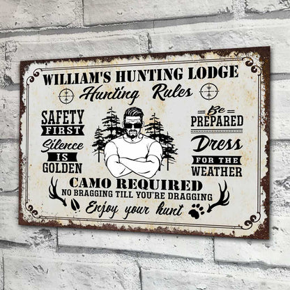 Hunting Rules - Personalized Hunting Rectangle Metal Sign