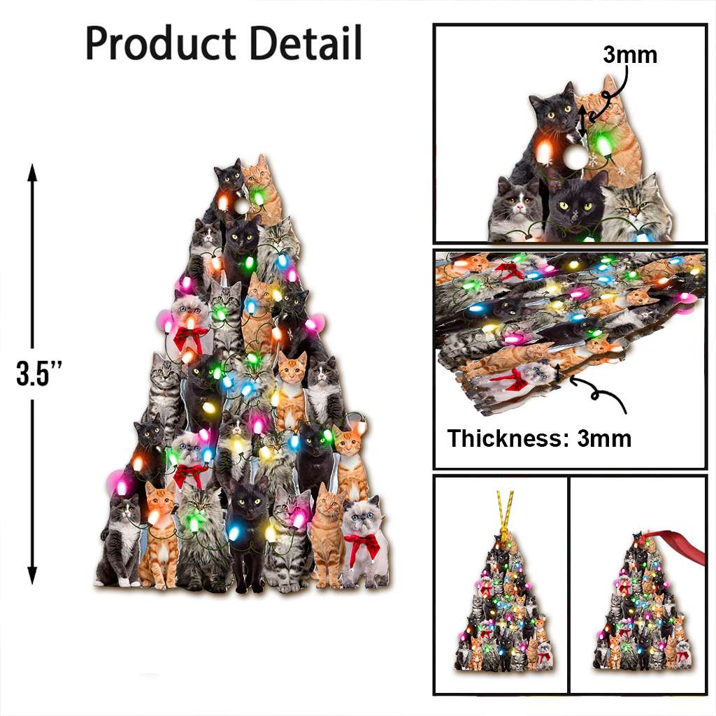 Cat Christmas Tree - Cat Ornament (Printed On Both Sides) 1022
