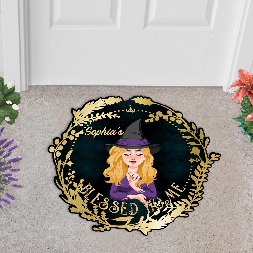 Blessed Home - Personalized Witch Shaped Doormat