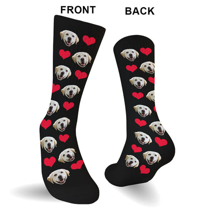 Custom Face Heart Pattern - Personalized Dog Socks