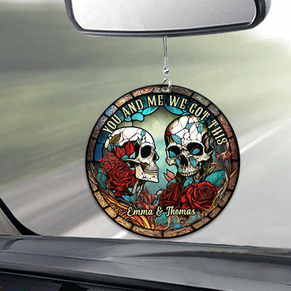 Skull Couple - Personalized Skull Car Ornament