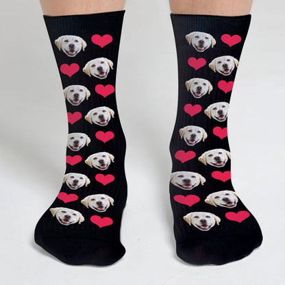 Custom Face Heart Pattern - Personalized Dog Socks
