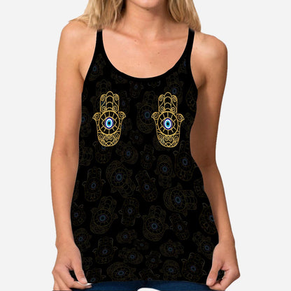 Namastay Away Hamsa Hands - Personalized Yoga Cross Tank Top