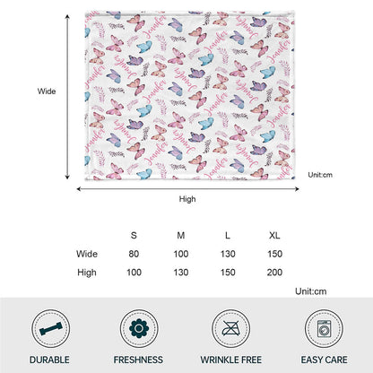 Butterfly Custom Name - Personalized Bestie Blanket