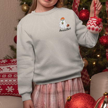 Little Ghost Ice Coffee - Personalized Halloween Ugly Sweater