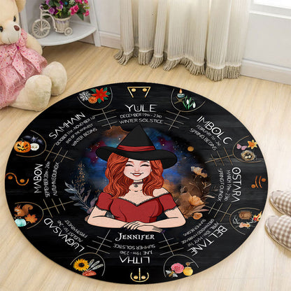 Wheel Of The Year - Personalized Witch Round Rug