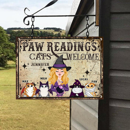 Paws Reading - Personalized Witch Rectangle Metal Sign