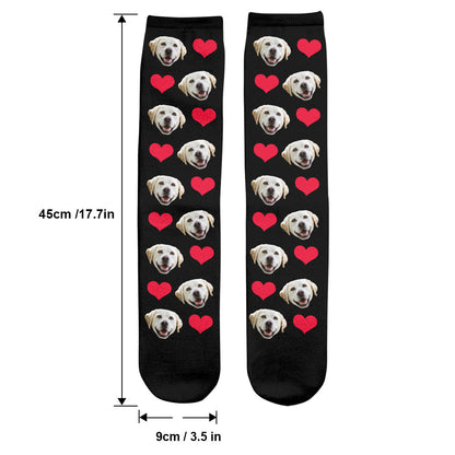 Custom Face Heart Pattern - Personalized Dog Socks