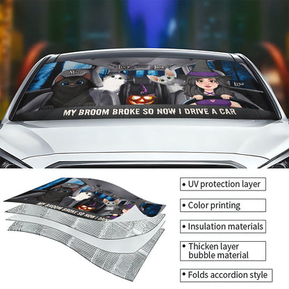 My Broom Broke - Personalized Witch Car Sunshade