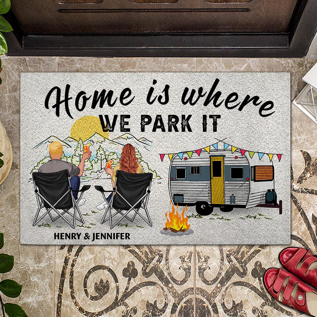 Home Is Where We Park It - Personalized Camping Doormat