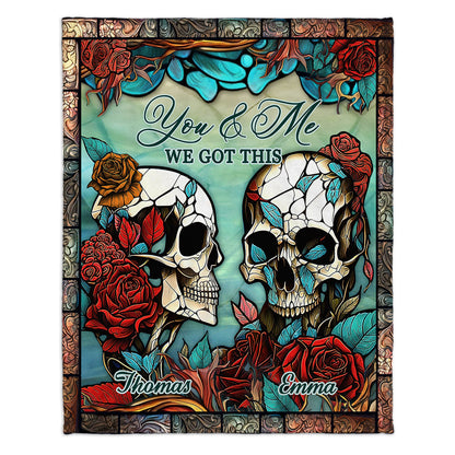 Skull Couple - Skull gift for husband, wife, boyfriend, girlfriend - Personalized Blanket