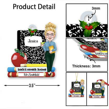Santa's Favorite Teacher - Personalized Teacher Ornament