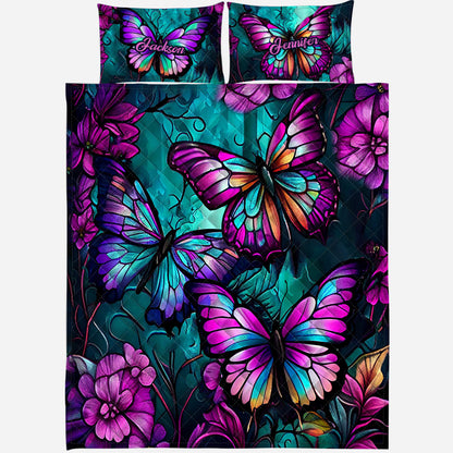 Beautiful Butterflies - Personalized Butterfly Quilt Set