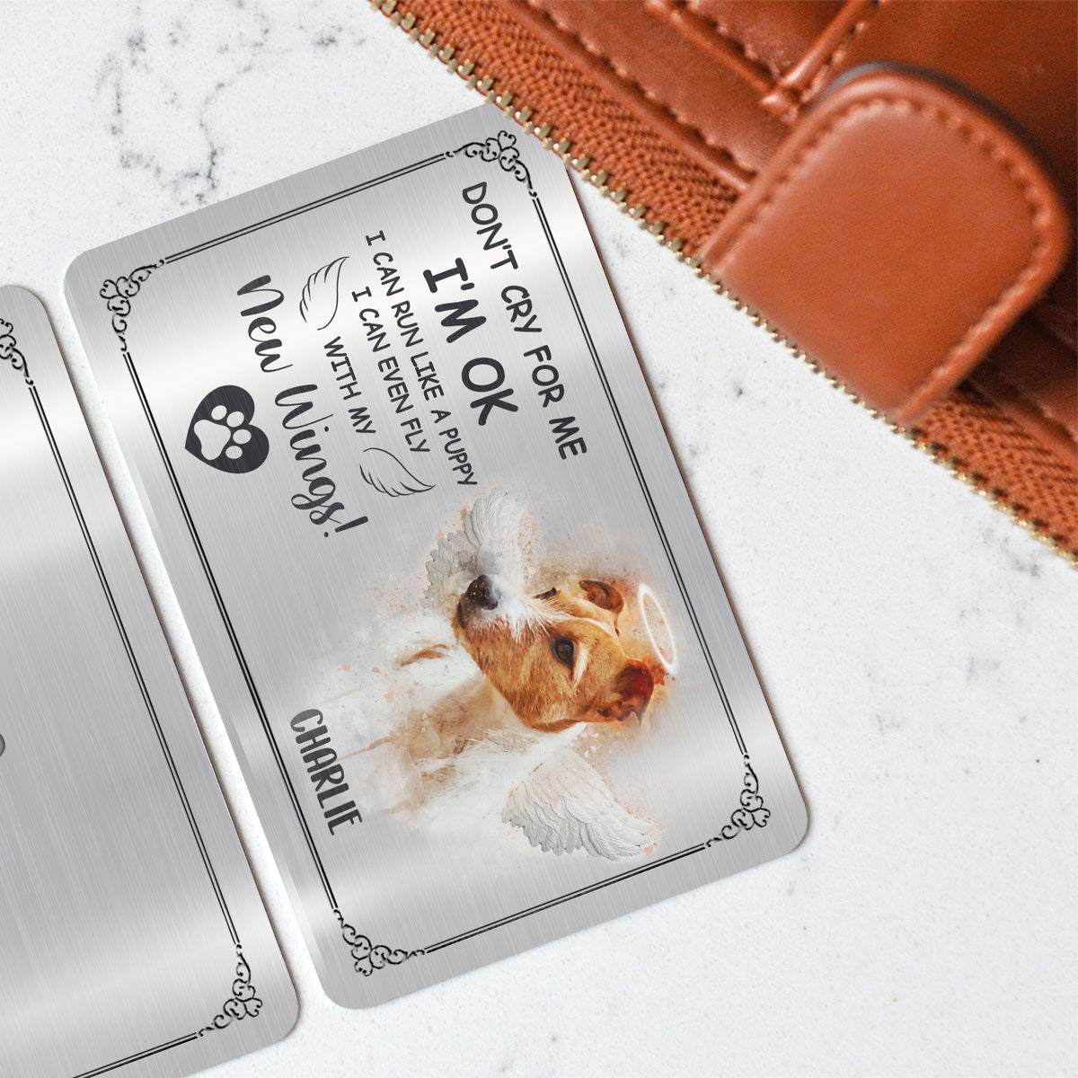 Don't Cry For Me I'm OK - Personalized Dog Wallet Insert Card