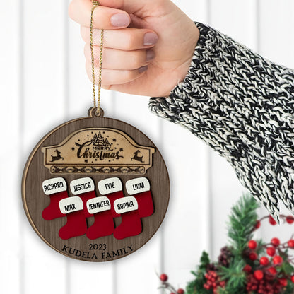 Our Family - Personalized Family 2 Layered Piece Ornament