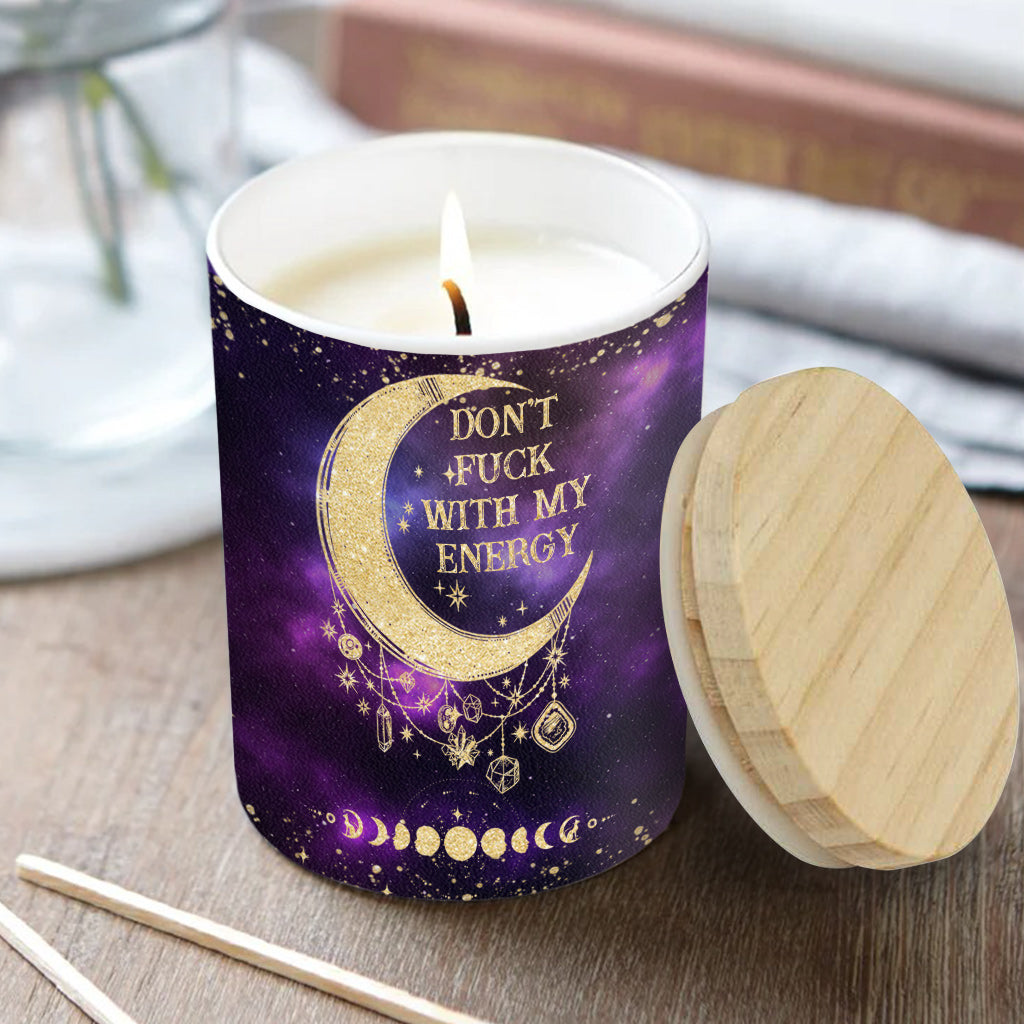 Don't F With My Energy - Personalized Witch Candle With Wooden Lid