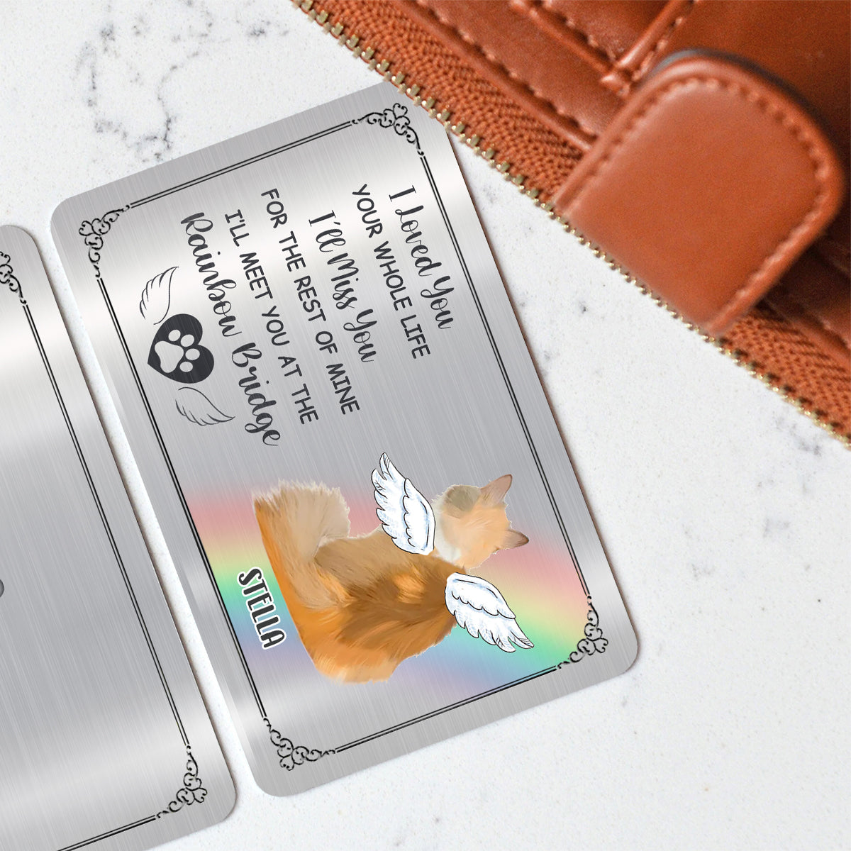 Meet You At The Rainbow Bridge - Personalized Dog Wallet Insert Card