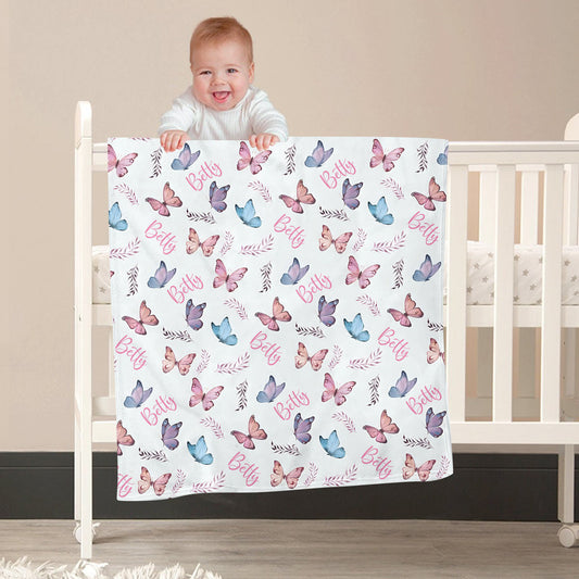 Butterfly Custom Name - Personalized Newborn Blanket
