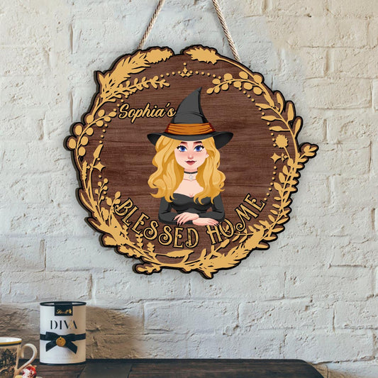 Blessed Home - Personalized Witch Wood Sign