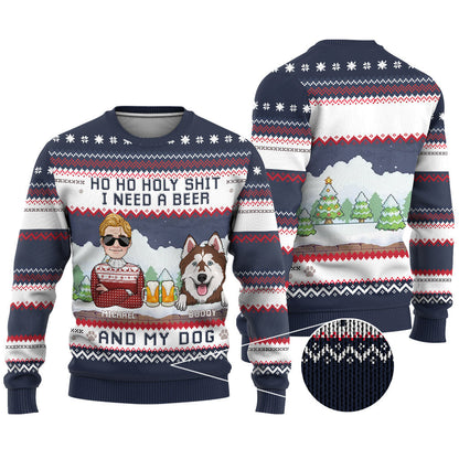 I Need Beer And My Dog - Personalized Dog Ugly Sweater