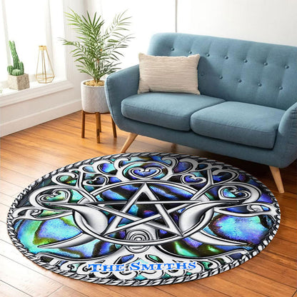 Triple Moon Pentacle - Personalized Witch Round Rug