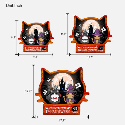 Countdown To Halloween - Personalized Cat Wood Sign