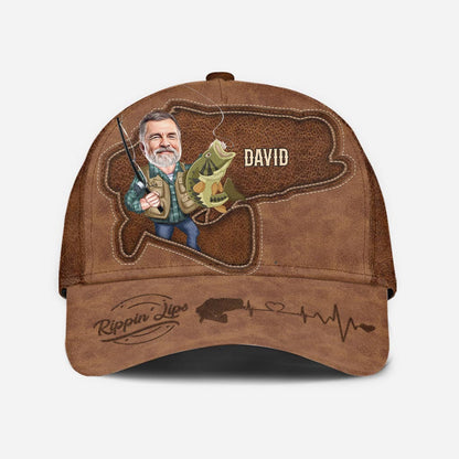 Photo Inserted Funny Fishing Rippin' Lips - Personalized Fishing Classic Cap