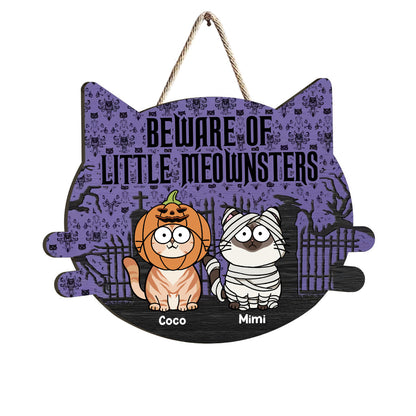 Welcome Foolish Mortals - Personalized Cat Wood Sign