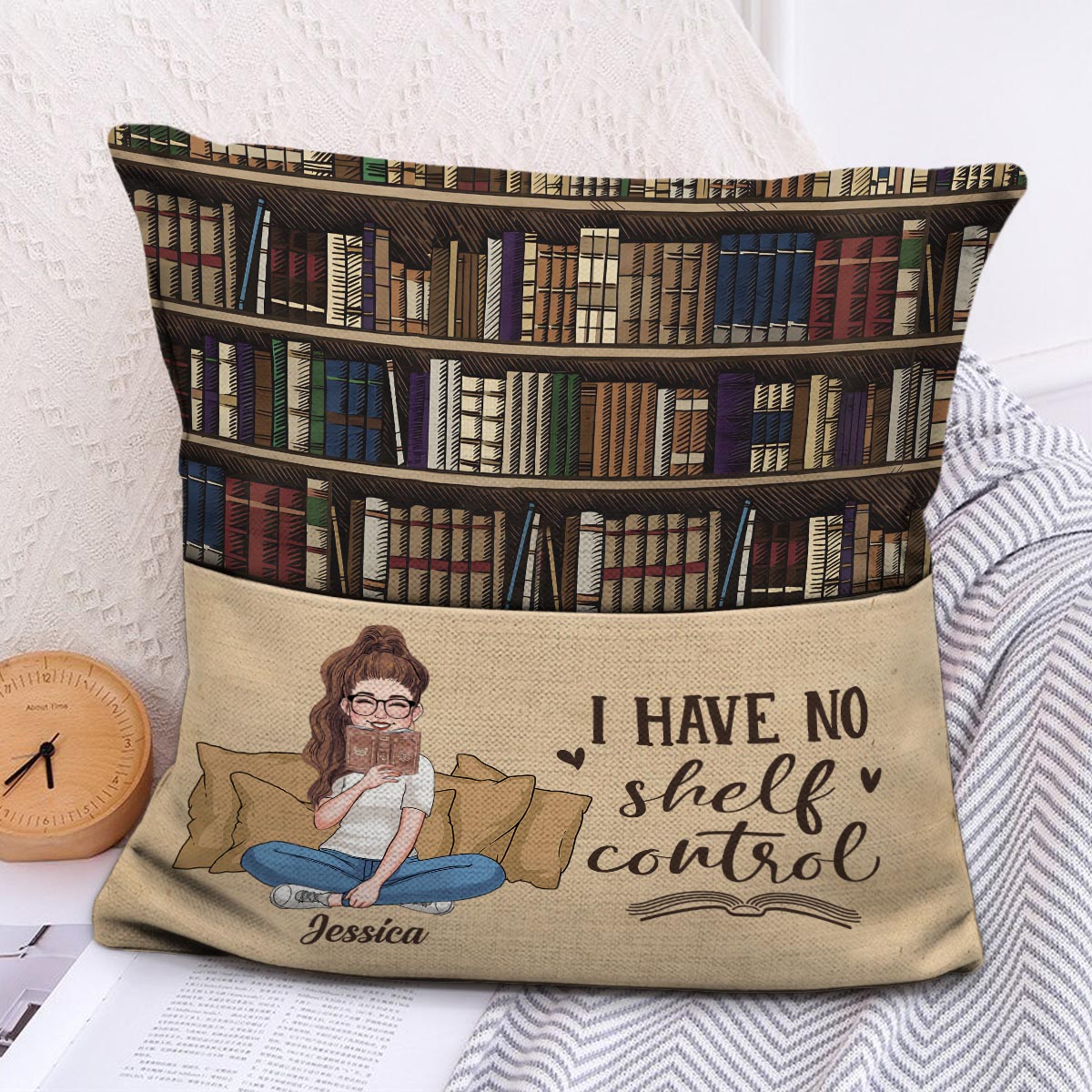 I Have No Shelf Control - Personalized Book Pocket Pillow