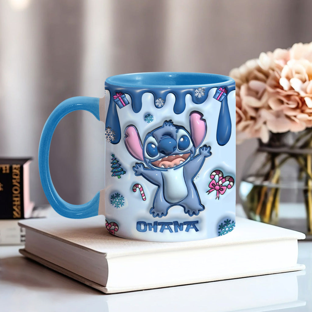 Ohana Blue Inflated Merry Stitchmas - Ohana Accent Mug