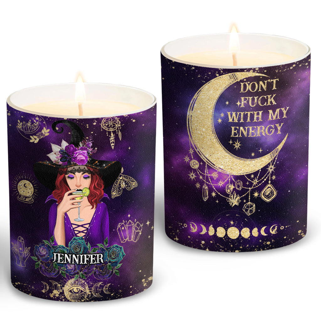 Don't F With My Energy - Personalized Witch Candle With Wooden Lid