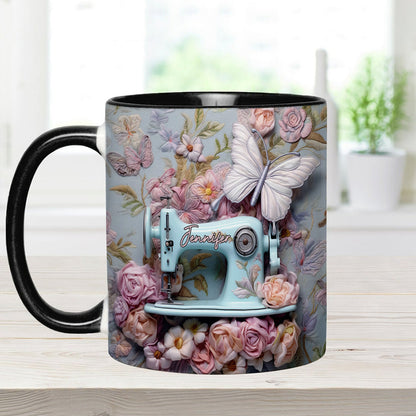 Floral Sewing Machine - Personalized Sewing Accent Mug