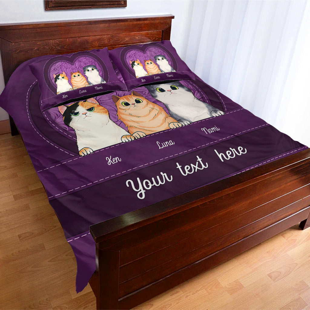 Cats In My Heart - Personalized Cat Bedding Set