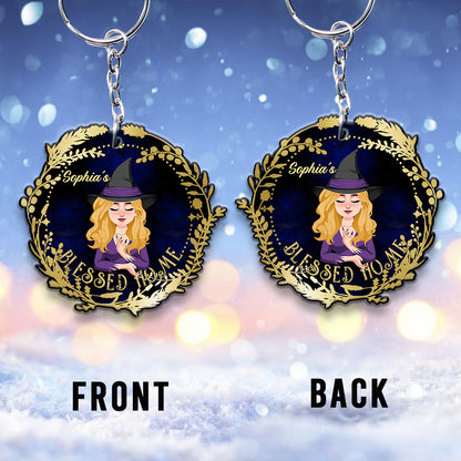 Blessed Home - Personalized Witch Keychain