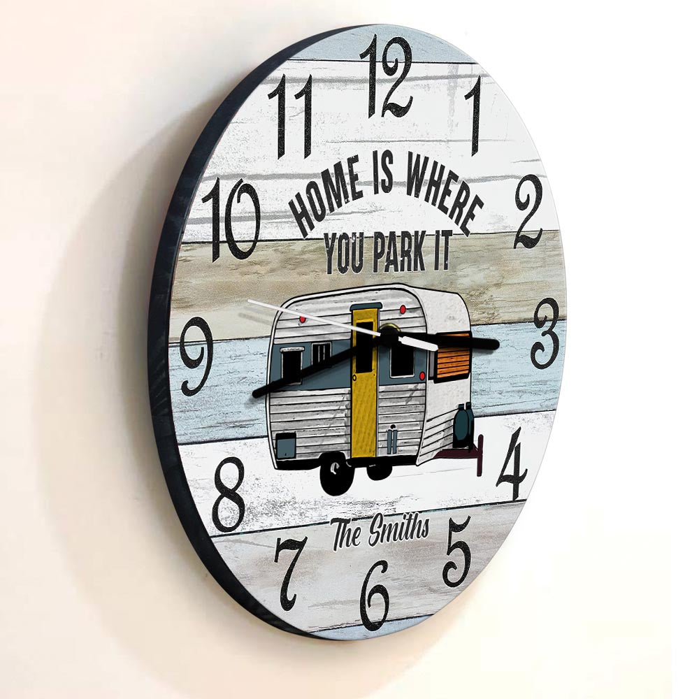 Home Is Where You Park It - Personalized Camping Wall Clock
