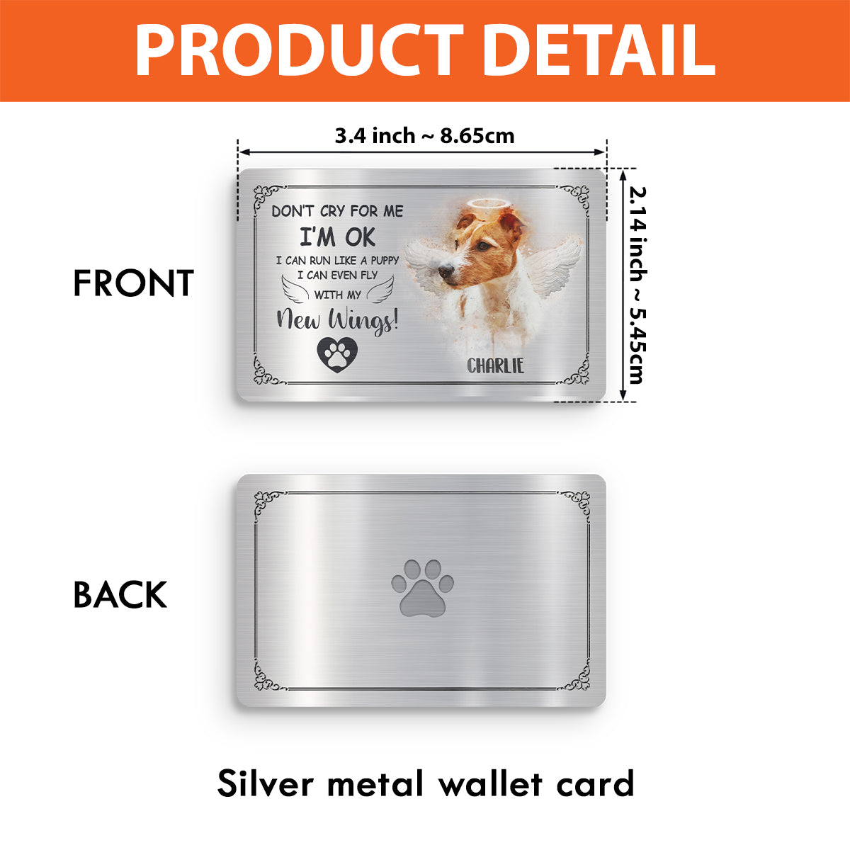 Don't Cry For Me I'm OK - Personalized Dog Wallet Insert Card