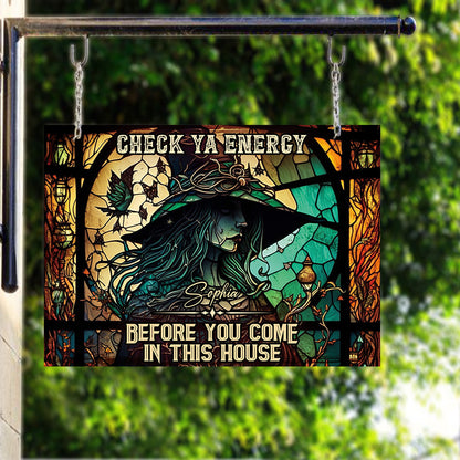 Check Ya Energy - Personalized Witch Rectangle Metal Sign