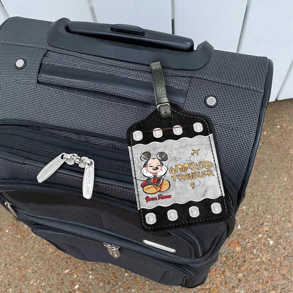 World Traveler - Personalized Mouse Leather Luggage Tag
