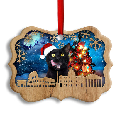 Black Cat Christmas Vibe - Cat Ornament (Printed On Both Sides) 1022