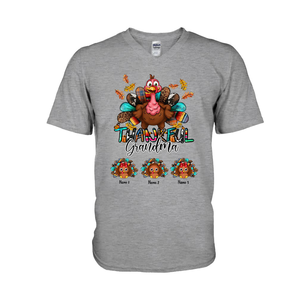 Thankful Grandma - Personalized Thanksgiving T-shirt and Hoodie