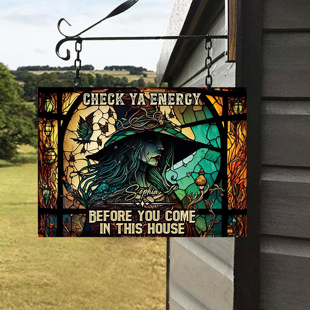 Check Ya Energy - Personalized Witch Rectangle Metal Sign